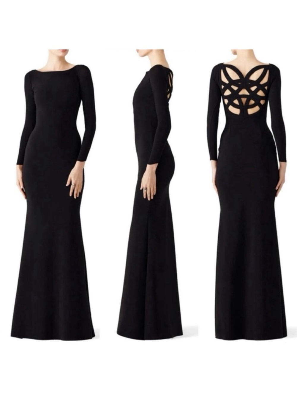 Chiara Boni La Petite Robe Tegan Black Backless Gown XS FLAWED